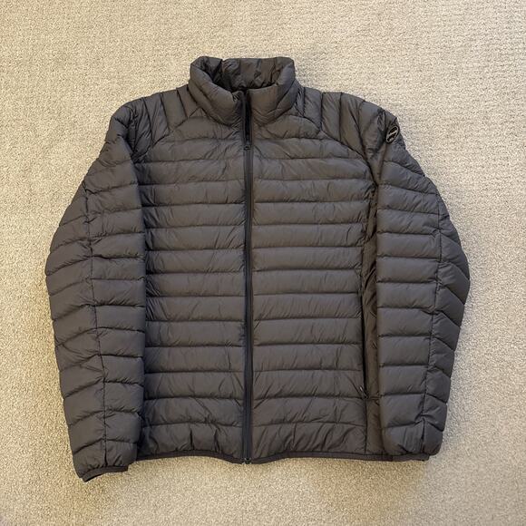 Schott NYC Down Jacket Finest Insulation Mens Sz XL Gray Lightweight Full Zip